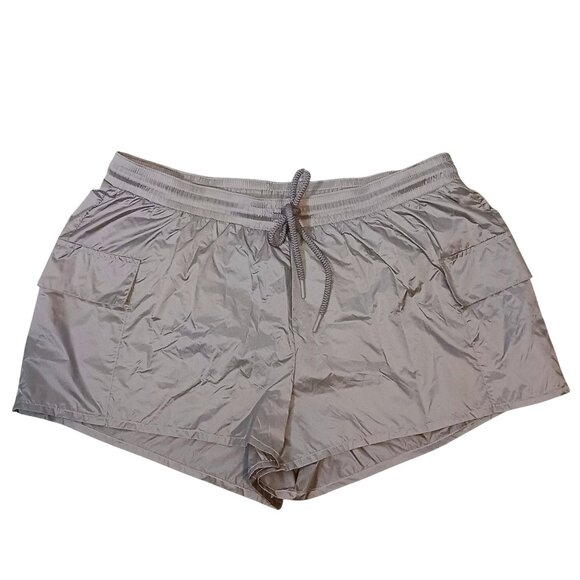 NEW Aerie Metallic Nylon Athletic‎ Shorts with Built-in Panties Size L - Picture 1 of 8